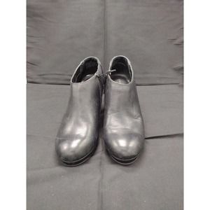 Cynthia Rowley Women's 10m Lovebird Black Leather Platform Booties 2 1/2" heel